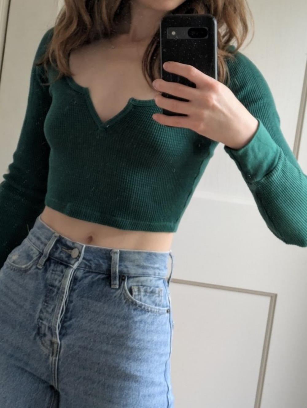 Green Waffle Knit Aritzia Long Sleeve